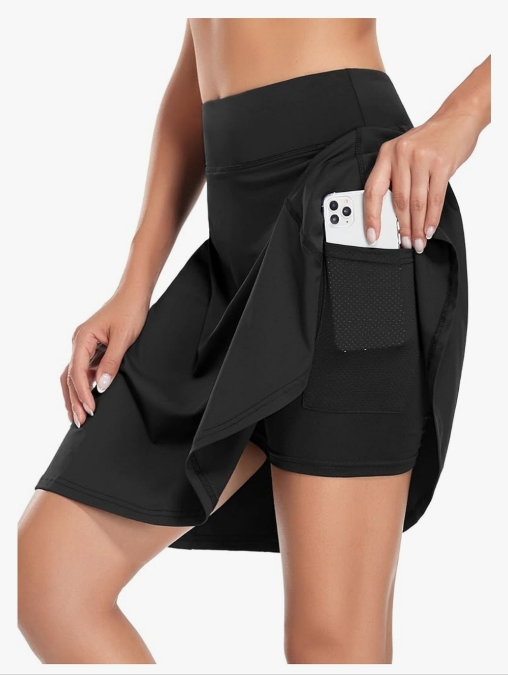 KORALHY Women's 20" Knee LengthSkort Black XL - Picture 2 of 6